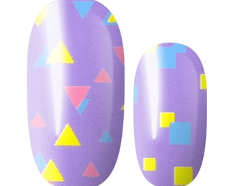 Paars jaren 80 - geometrisch - pastel - nagelfolie - droge nagellak