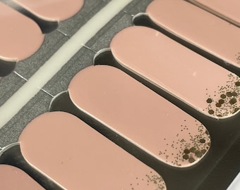 Nail Wraps - Nail Stickers - Pink and Gold Glitter - Dry Nail Polish - Long Wear Nail Wraps