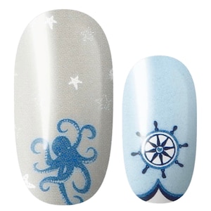 Nautical Octopus -  Long Lasting Nail Wraps - Nail Strips - Dry Nail Polish