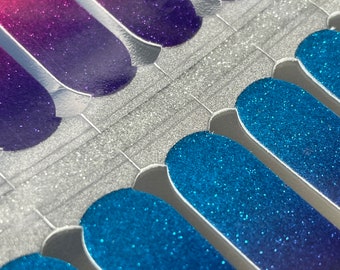 Glitternagelfolie - nagelstickers - blauw en rood ombré - droge nagellak - slijtvaste nagelfolie