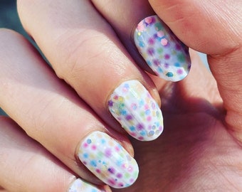 Funfetti - Colorful Polka Dot - Rainbow Nail Wrap - Nail Sticker - Nail Decal - Nail Polish Strips