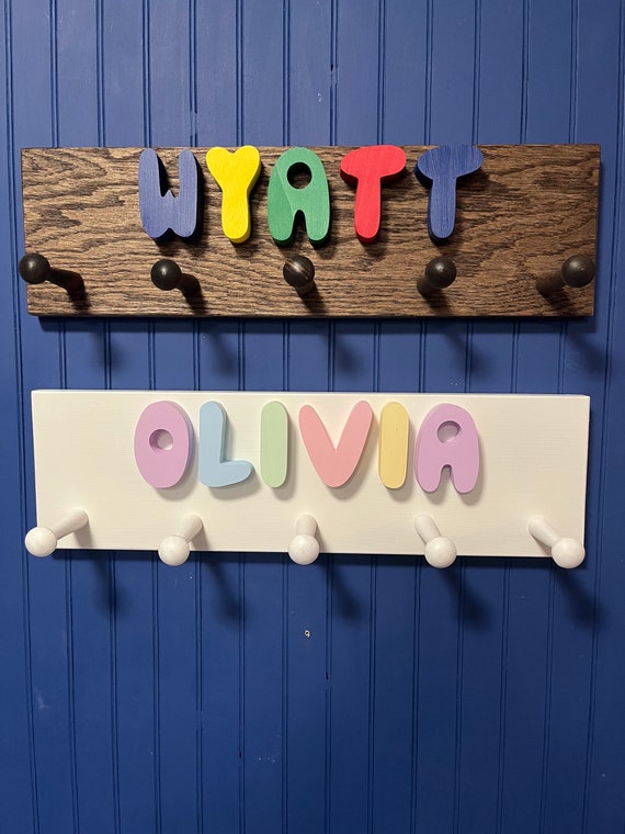 Woodcrafts for Children, Name Coat Racks, Stools,name Puzzles