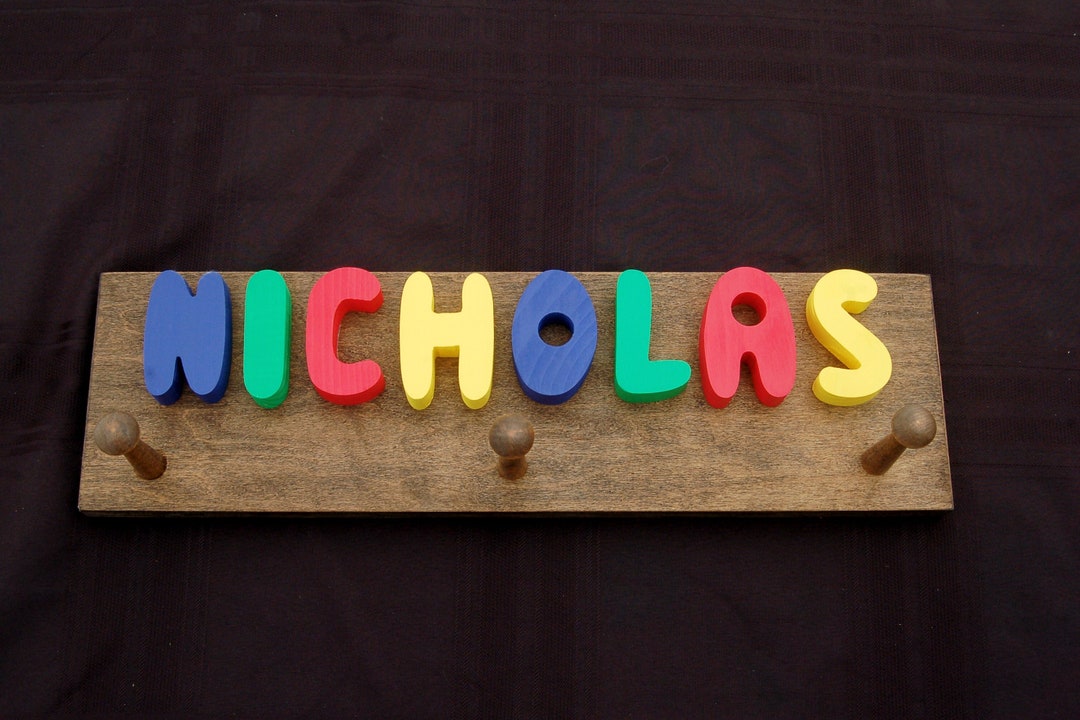 Woodcrafts for Children, Name Coat Racks, Stools,name Puzzles, Name Plaque Without Pegs Etsy