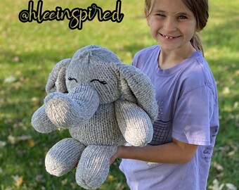 Esther the Elephant Circular Knitting Machine PATTERN ONLY Addi Sentro Tutorial Recipe