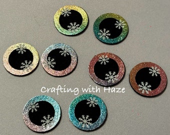 4 sets of Round Shimmer Rainbow Snowflake Felt eyes for Amigurumi stuffed animal toys 1 inches / 25mm