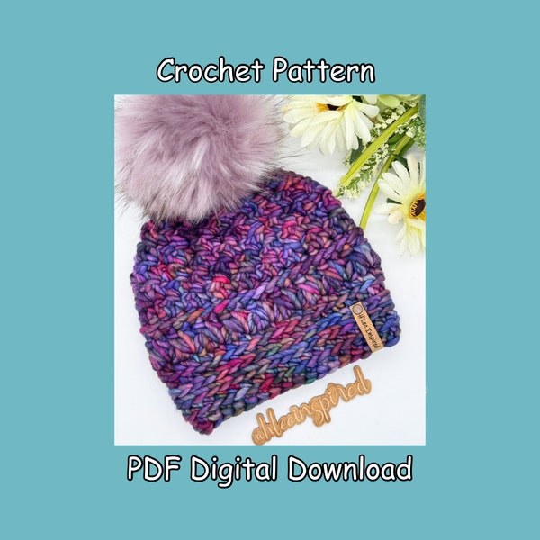 The Willow May Super Bulky Beanie Pattern- Bonus Headwrap included **PDF Digital Download** Crochet Pattern Tutorial, Crochet Beanie Pattern