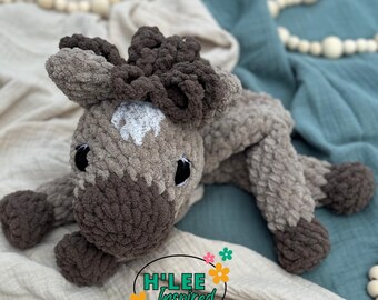 Crocheted Horse Pony Snuggler Plushie - Stuffed Animal Lovey - Handmade Baby Shower Gift - Ready to Ship - HLeeInspired