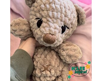 Teddy Bear Crocheted Snuggler Plushie - Stuffed Animal Lovey - Handmade Baby Shower Gift  - HLeeInspired