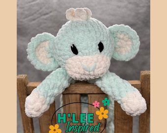 Crocheted Monkey Chimpanzee Snuggler Plushie - Stuffed Animal Lovey - Handmade Baby Shower Gift - Ready to Ship - HLeeInspired