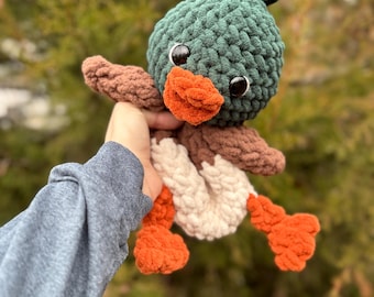 Crocheted Mallard Duck Plushie: Handmade Stuffed Animal Lovey