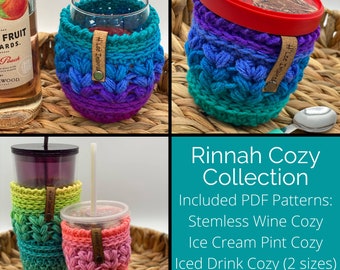 Rinnah Cozy Collection | Stemless Wine | Ice Cream Pint | Ice Drink | Can Cozy