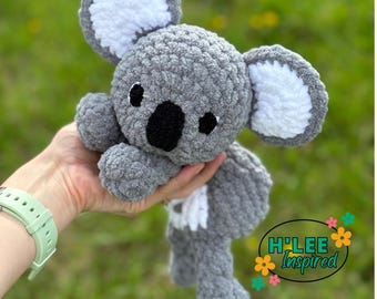 Crocheted Koala Bear Snuggler Plushie - Stuffed Animal Lovey - Handmade Baby Shower Gift - Ready to Ship - HLeeInspired