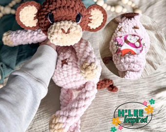 Crochet Monkey Warm Snuggler – Handmade Microwavable Heat Pack Plush | Cozy Comfort Toy | Reusable Gift | Self-Care Buddy
