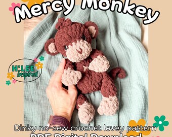Mercy the Monkey Dinky Crochet Lovey Pattern: No Sew Amigurumi Plushie (PDF Pattern)