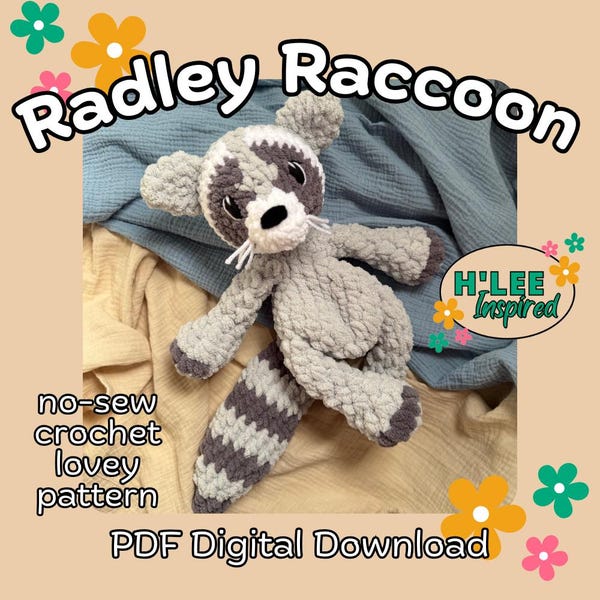 Radley Raccoon Lovey Crochet Pattern: No Sew Amigurumi Snuggler (PDF Pattern)