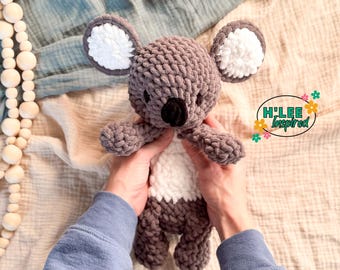 Crocheted Koala Bear Snuggler Plushie - Stuffed Animal - Handmade Baby Shower Gift - Ready to Ship - HLeeInspired