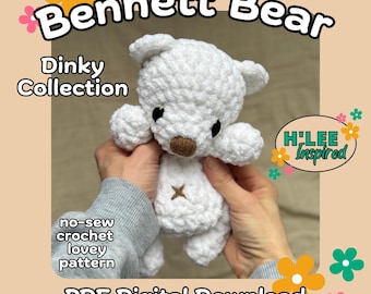 Bennett Bear Crochet Lovey PATTERN ONLY | No Sew Polar Bear Amigurumi Plushie | Stuffed Animal Snuggler | Cuddle Buddy | Dinky Collection
