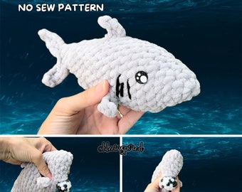 Crochet No Sew Sheldon Shark Sticky / Stress Ball / with and without mouth pop / PDF Pattern ONLY