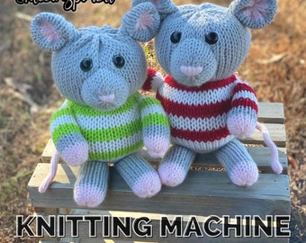 Christmas Mouse Circular Knitting Machine PDF Pattern Only | Addi Sentro Knitting Machine Amigirumi