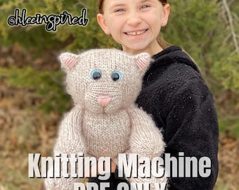 Kitty Cat Stuffed Animal Circular Knitting Machine PDF PATTERN ONLY Addi Sentro Tutorial Recipe