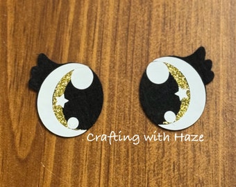 2 sets of Large Gold Glitter Felt eyes with eye lashes for Amigurumi stuffed animal toys 1.5 inch / 38mm