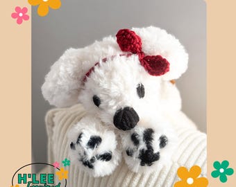 Crocheted Cream Golden Retriever Puppy Dog Snuggler Plushie - Animal Lovey - Handmade Baby Shower Gift - HLeeInspired