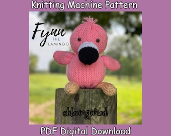 Knitting Machine Pattern *Fynn the Flamingo Knitting Machine Tutorial PDF Pattern Sentro Addi Express Circular Knitting Machine