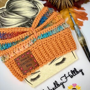 The Eliron Headwrap Crochet Pattern PDF Earwarmer Pattern Headband Messy Bun Ponytail Pattern Circular Knitting Machine Brim option image 8