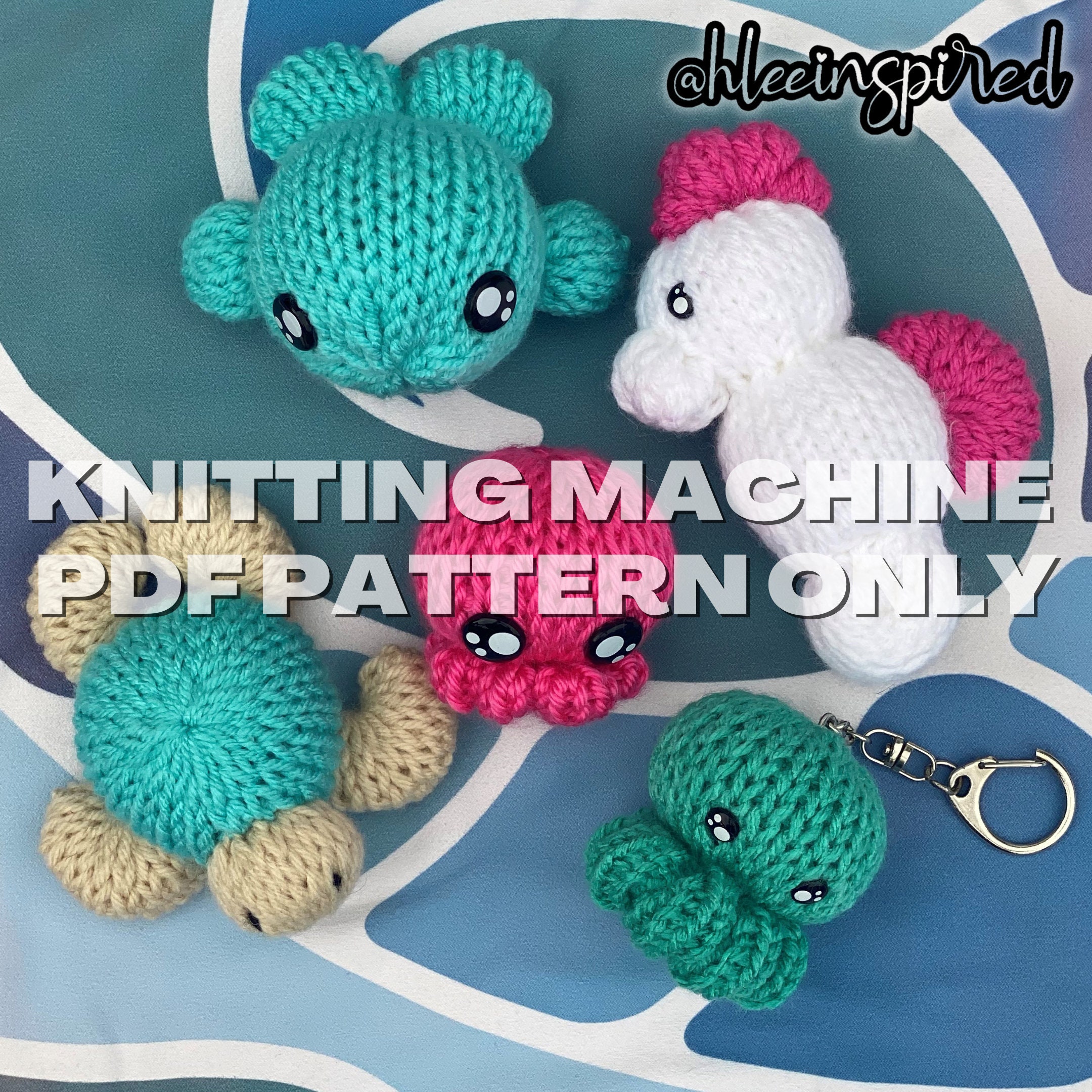 6 patterns in 1 Baby Sea Animals Stuffed Animal Circular Knitting Machine  PDF PATTERN ONLY Addi Sentro Tutorial Recipe