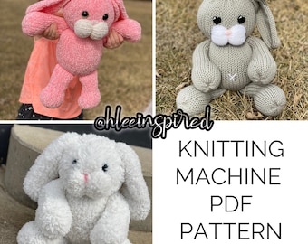 Easter Bunny Rabbit Stuffed Animal Circular Knitting Machine PDF PATTERN ONLY Addi Sentro Tutorial Recipe