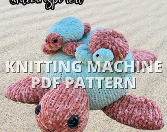 Sea Turtle and Babies Stuffed Animal Circular Knitting Machine PDF PATTERN ONLY Addi Sentro Tutorial Recipe