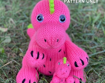 Spinosaurus Dinosaur Family Knitting Machine Tutorial PDF Pattern Sentro Addi Express Circular Knitting Machine Momma pouch