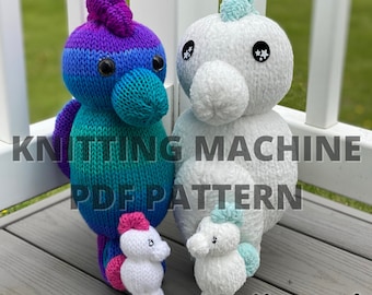 Seahorse Family Stuffed Animal - Daddy, Momma, and Babies - Circular Knitting Machine PDF PATTERN ONLY Addi Sentro Tutorial Recipe