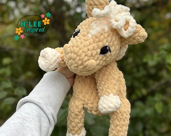 Crocheted Palomino Horse Pony Snuggler Plushie - Stuffed Animal Lovey - Handmade Baby Shower Gift - Ready to Ship - HLeeInspired