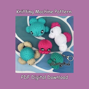 Baby Sea Animals 6 patterns in 1 Stuffed Animal Circular Knitting Machine PDF PATTERN ONLY Addi Sentro Tutorial Recipe
