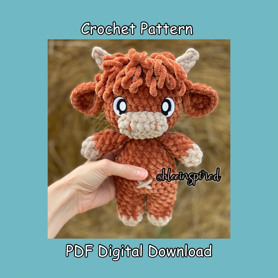 Cody Cow Low Sew Plushie Stuffed Animal Pattern ONLY / Crochet Cow