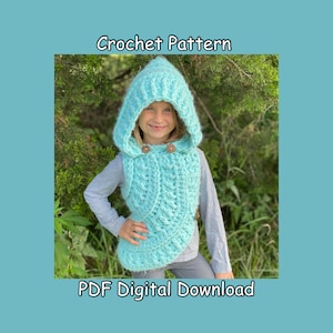Crochet Woodland Hooded Cowl Vest Child & Adult sizes  *PATTERN ONLY*