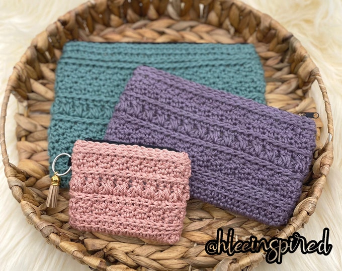 Featured listing image: The Amaris Pouch Pattern Bundle- **PDF - Digital Download** Crochet Pattern Tutorial, Crochet Pouch Pattern, Crochet Canvas Pouch