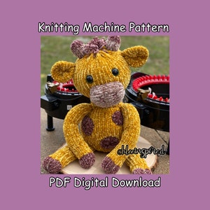 Stretch the Giraffe Stuffed Animal Circular Knitting Machine PDF PATTERN ONLY Addi Sentro Tutorial Recipe