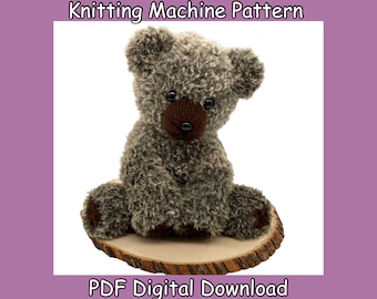 Teddy Bear Circular Knitting Machine PDF PATTERN ONLY Addi Sentro Tutorial Recipe