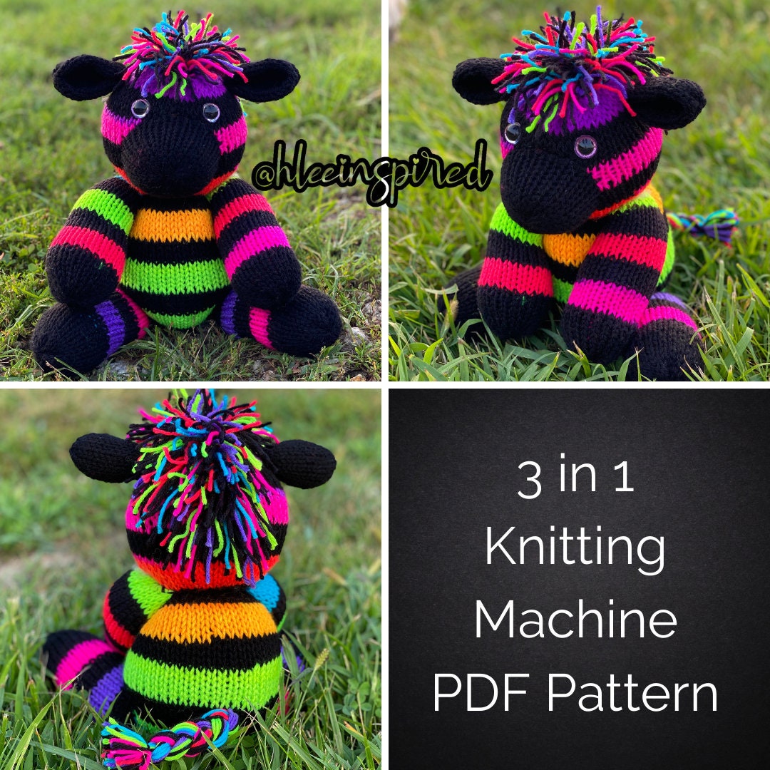 3 in 1 Horse Unicorn Zebra Knitting Machine Tutorial PDF Pattern