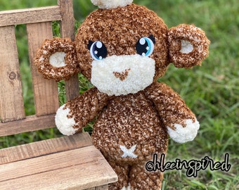 Matty Monkey Crochet Low Sew Plushie Stuffed Animal Pattern ONLY