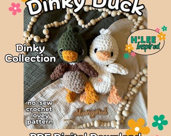 Dinky Duck Crochet Lovey PATTERN ONLY | No Sew Mallard Amigurumi Plushie | Stuffed Animal Snuggler | Cuddle Buddy | Dinky Collection