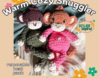 Crochet Monkey Warm Snuggler – Handmade Microwavable Heat Pack Plush | Cozy Comfort Toy | Reusable Gift | Self-Care Buddy