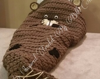 Beaver Cozie Woodland Cocoon Crochet Blanket *PATTERN ONLY*