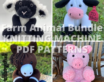 Farm Animals pig - cow - horse - sheep Circular Knitting Machine Pattern Bundle Sentro Addi Express King Recipe