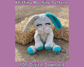 Easter Bunny Rabbit Stuffed Animal Circular Knitting Machine PDF PATTERN ONLY Addi Sentro Tutorial Recipe