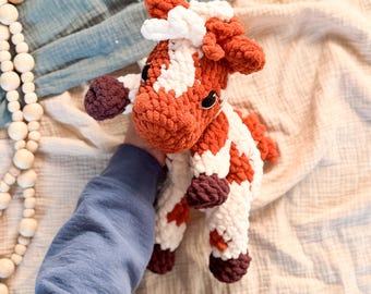 Crocheted Paint Horse Pony Snuggler Plushie - Stuffed Animal Lovey - Handmade Baby Shower Gift - Ready to Ship - HLeeInspired