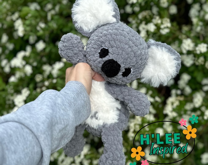 Featured listing image: Crocheted Koala Bear Snuggler Plushie - Stuffed Animal - Handmade Baby Shower Gift - Ready to Ship - HLeeInspired