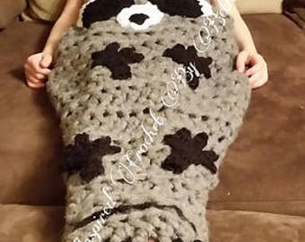 Raccoon Cozie Woodland Cocoon Crochet Blanket *PATTERN ONLY*